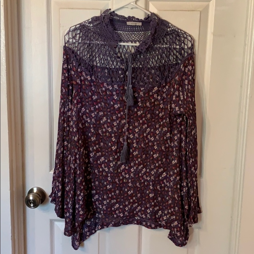Easel by Anthropologie Crochet Tunic Top